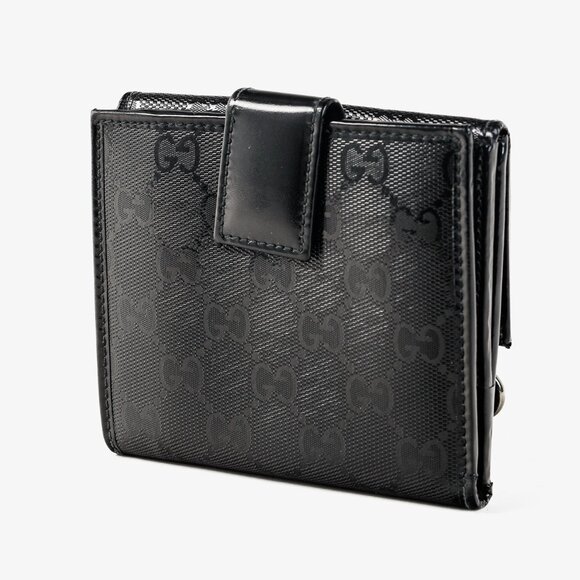 Gucci Vintage Y2K Black Monogram Compact Leather Wallet - Picture 3 of 10